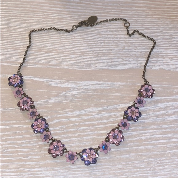 Michal Negrin Jewelry - Pink Purple Swarovski Crystal Bronze Necklace